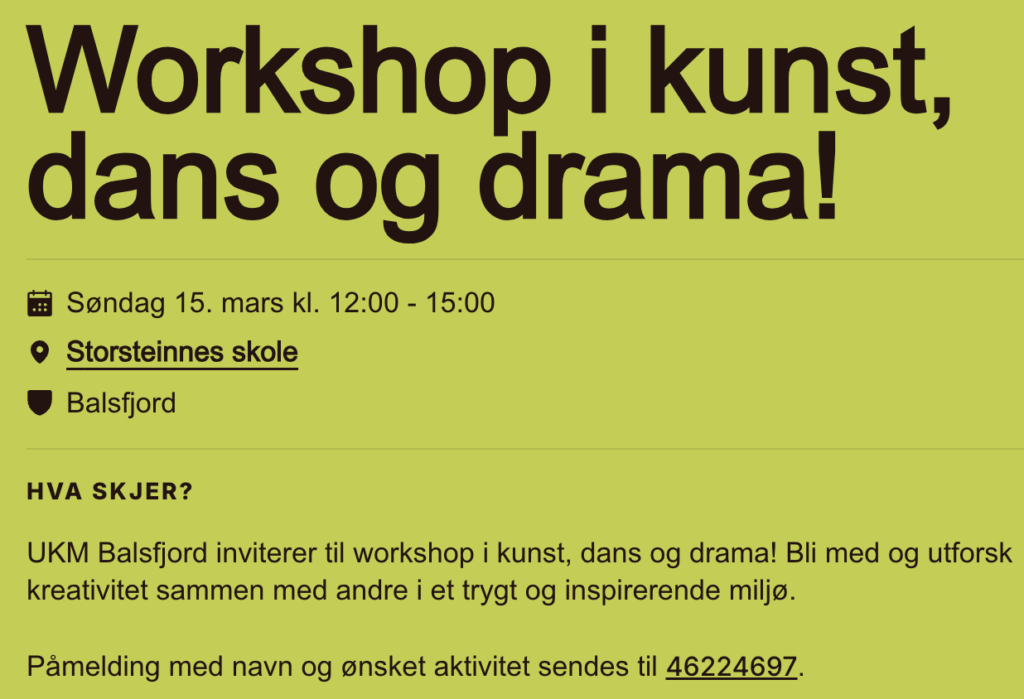 Workshop kunst, dans og drama